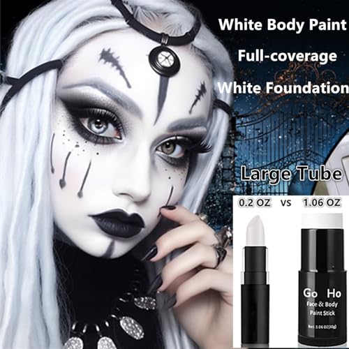 Halloween Face Paint Stick Set with Setting Powder & Sponges - Full Coverage, Non-Toxic