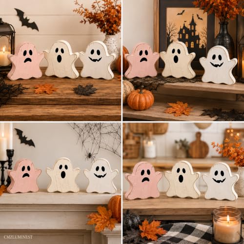 Sadness Halloween Ghost Decor Set - Indoor Table Decorations for Home, Whimsical Pastel Theme