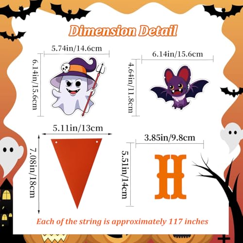 Halloween Banner Indoor Decor Set with Flags, Swirls & Characters - Orange & Purple