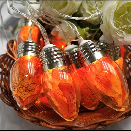 Fall Maple Leaf String Lights 8.2FT 10 LED Battery-Powered Decor - Variation 1