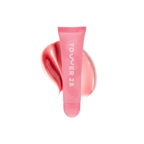 Tower 28 LipSoftie Tinted Lip Balm Treatment - Hydrating Glossy Balm & Overnight Mask with Jojoba Oil - Watermelon Kiwi (0.38 oz)