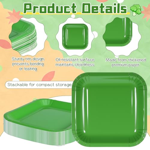 120 Pack Square Disposable Paper Plates 7 Inch for Parties & Events