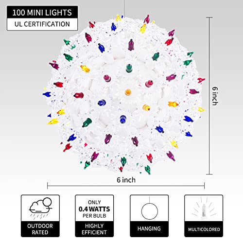 Outdoor Christmas Lighted Sphere Balls with Replaceable Bulbs - 6 Inch RGB Starlight Globe - Orange Red Variation