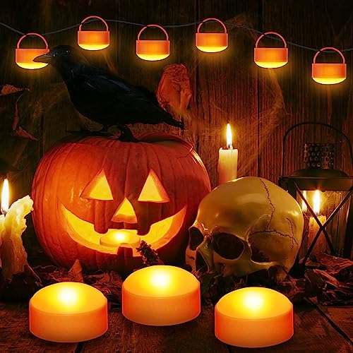6 Pack LED Flameless Jack-O-Lanterns with Remote Control & Timer - Safe Halloween Decor