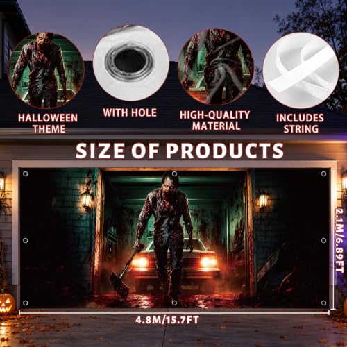 Killer Halloween Garage Door Cover - 7x16 FT Horror Decor, Variation of THIS Listing