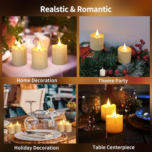 Rechargeable Flameless Tea Lights Candles with Remote & Timer - 6 Pack