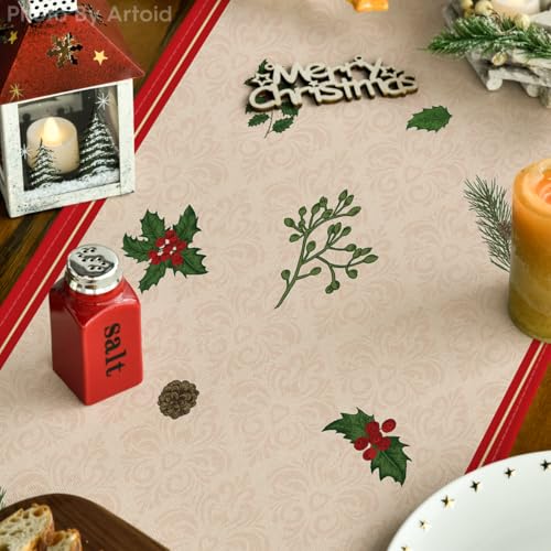 Christmas Table Runner 13x72 Inch Holiday Seasonal Kitchen Decor - Red Gift