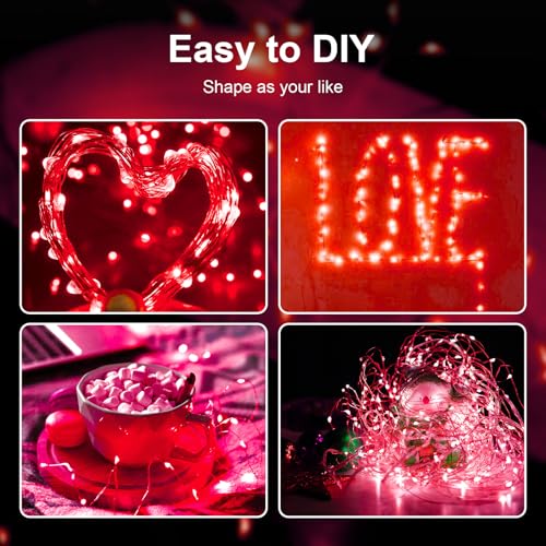 Battery Operated Fairy Lights 50 Pack - Red 20 LED 7ft String Lights with 3 Modes for Indoor Outdoor Decor
