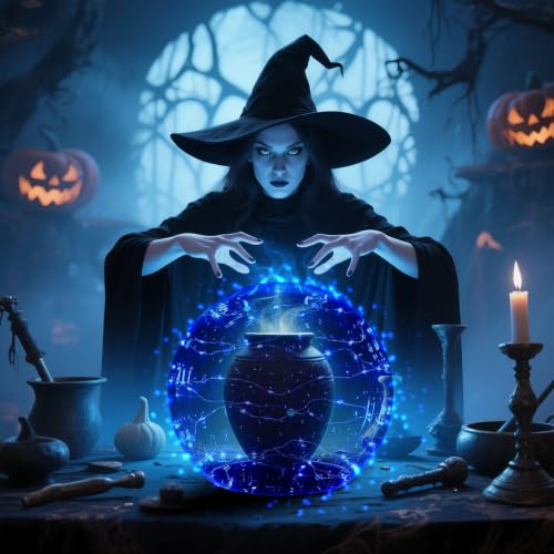 14-Inch Clear Acrylic Globe Helmet with Blue LED Lights for Halloween Decorations and Haunted House Props