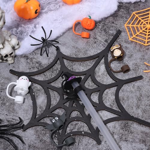 Halloween Silicone Straw Covers 6-Pack - Skull Ghost Bat Owl Drink Protector Tips