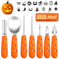 22-Piece Stainless Steel Pumpkin Carving Kit with Stencils & Storage Bag - Halloween DIY Tools