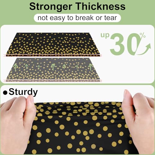 Black and Gold Disposable Tablecloth 54x108 Inches - Pack of 10