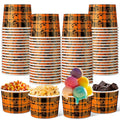 Halloween Pumpkin Face Disposable Paper Cups 16oz Bulk Snack Bowls - 60 Pack