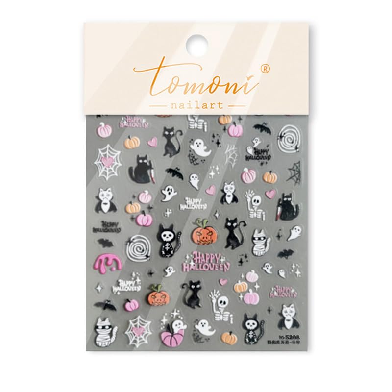 Halloween Ghost 15 - 5D Embossed Self-Adhesive Nail Stickers for Halloween Nail Art