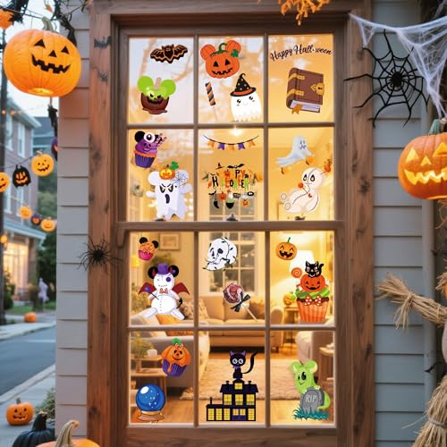 12 Sheet Halloween Window Clings - Festive Decor for Glass Surfaces