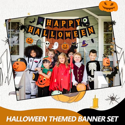 Halloween Banner Garland Set with Pumpkins Ghost Skull and More - Party Decorations