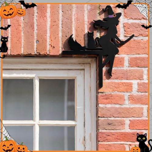 Qunclay Halloween Door Corner Toppers - 6 Unique Spooky Decorations for Doors & Windows - Witch Skeleton Ghost Set