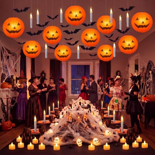 Halloween Party Decoration Set with Lanterns Bats Candles and Hooks - 126 Pieces