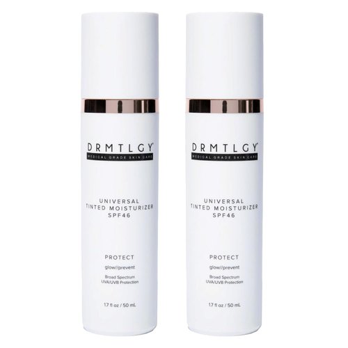 DRMTLGY Anti-Aging Tinted Moisturizer - SPF 46 Universal Tint | All-In-One Dewy Face Sunscreen, 1.7 oz (2 Pack)
