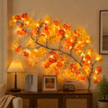 Fall Garland with Lights 3.9FT 48 LEDs USB Powered Autumn Maple Leaf Decor