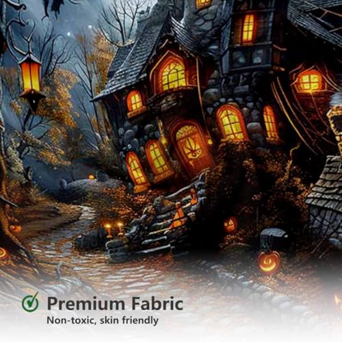 Halloween Evil Pumpkin Shower Curtain Black - Moon Night Bathroom Decor