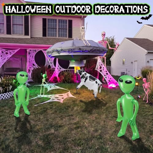 Halloween Alien Inflatable Decorations Set with Cow - Outdoor Party & Yard Display
