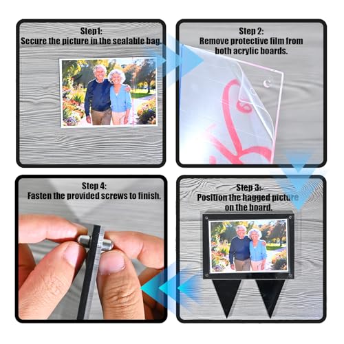 Waterproof Grave Picture Frame 5x7 Outdoor Memorial Frame Black - Durable Acrylic
