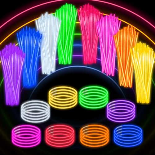 600 Pack Glow Sticks Bracelets for Kids Party Favors, Neon Glow in The Dark Party Supplies