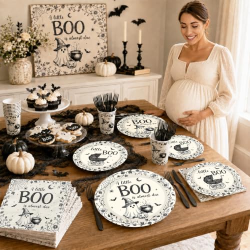 144-Pack Halloween Baby Shower Disposable Plates Cups Napkins Party Supplies
