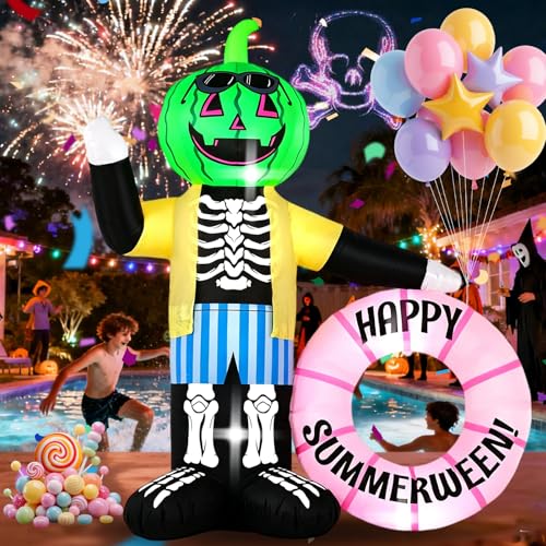 6FT Watermelon Zombie Inflatable Halloween Decor with LED Lights for Outdoor & Indoor Parties