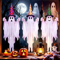 Halloween Ghost Window Clings Set - Large PVC Decals with Witch Hats, Bats & Pumpkins