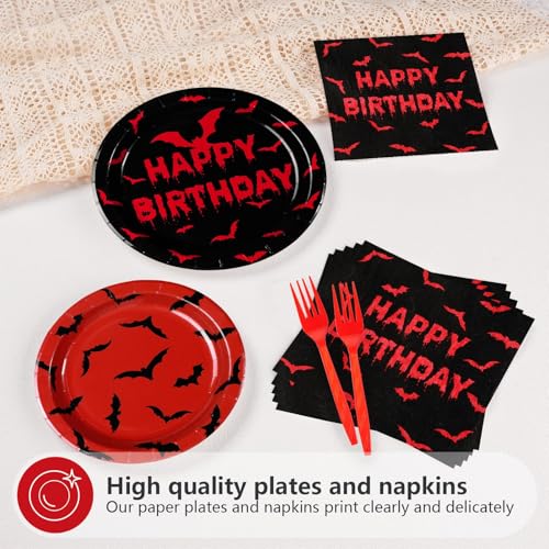 Bat Themed Party Supplies Set - 200 Pieces for Halloween Birthday Decorations - Serves 50 - Bat 200pcs Sets