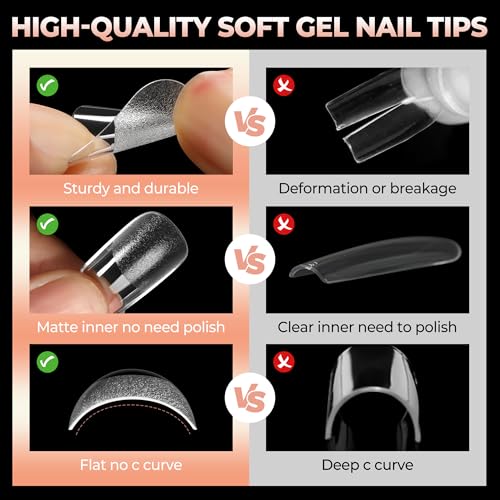 C-Short Square Nail Tips 120Pcs Pre-Buff Gel Fake Nails Matte Short Square