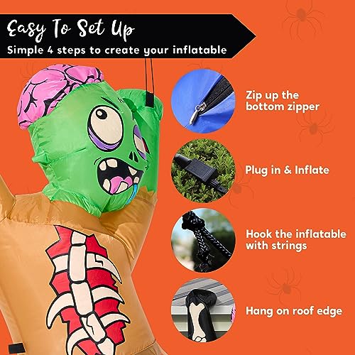Inflatable Zombie Halloween Decoration with LED Lights - 5 FT Outdoor & Indoor Spooky Decor