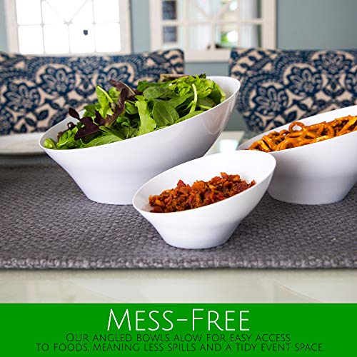 Disposable Medium Clear Angled Plastic Serving Bowls - Pack of 4