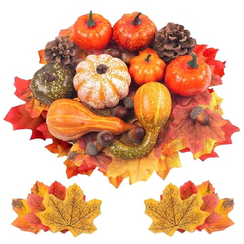 Fall Mini Pumpkin Decoration Set - Artificial Harvest Scene Decor for Halloween & Thanksgiving