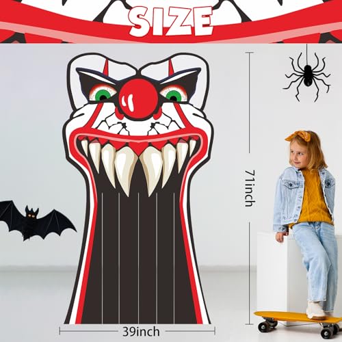 Halloween Clown Vampire Banner Backdrop for Spooky Party Decorations - 70x39 Inches