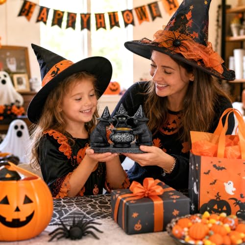 Halloween Black Cat Decorations - Resin Gothic Tabletop Centerpiece - Variation of Cat