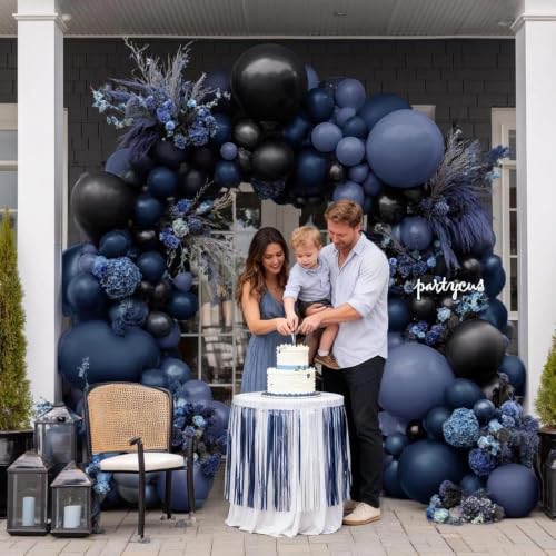Navy Blue Black Balloon Arch Kit Double Stuffed for Birthday Baby Shower Wedding Halloween