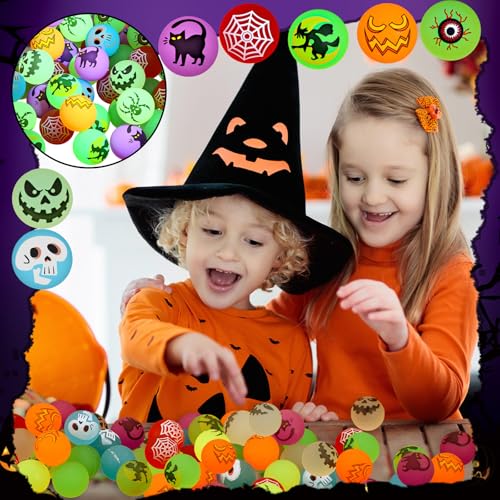 Halloween Glow in The Dark Bouncy Balls Set - 120pcs Spooky Party Favors