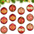Luxury Glass Christmas Ornaments Set - Red & Gold, 2.36 Inch, 12 Pieces