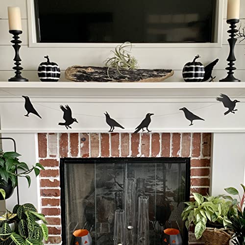 Halloween Crow Banners Hanging Paper Garlands for Party & Haunted House Decor - 2 Pack