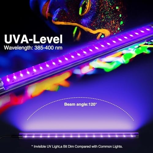 UV Black Light Bar 3 Pack - 1ft LED Blacklight Strip Lights for Fluorescent Tapestry