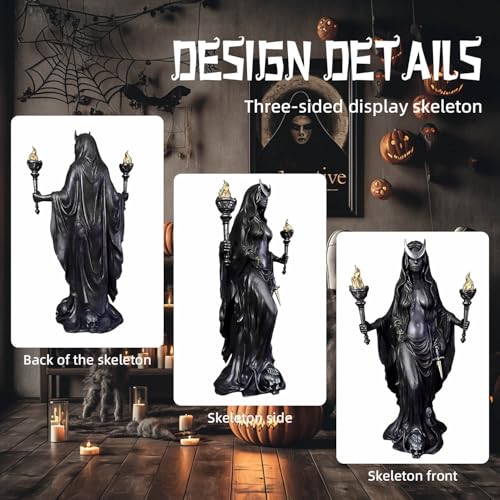 Gothic Resin Statue Hecate Torch - Spooky Decor Figurine for Home & Office