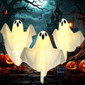 3-Pack Solar Ghost Lights Outdoor - 27.8 Inch Halloween Yard Decor, Light Up Ghost with 8 Modes & Adjustable Arms - Warm White Variation