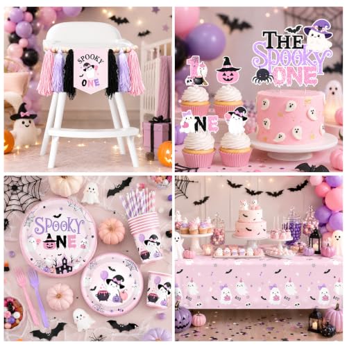 Pink Halloween 1st Birthday Decorations Kit for Girl - Spooky Party Supplies 274Pcs