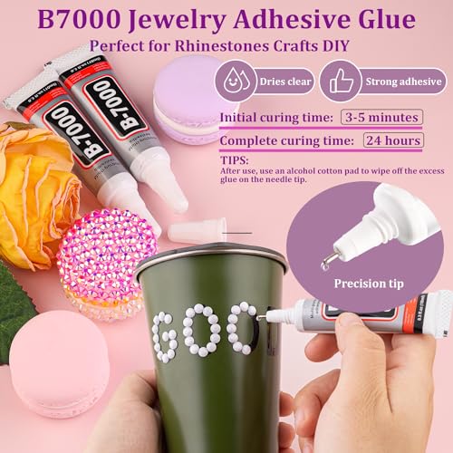 White Resin Jelly Rhinestones with Glue Set for Crafting - Small Pack + 10ml Adhesive