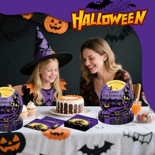 Halloween Party Dessert Plates and Napkins Set - 40 Pcs for 20 Guests