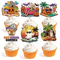 48Pcs Summer Halloween Cupcake Toppers - Beach Ghost Pumpkin Skeleton Decor