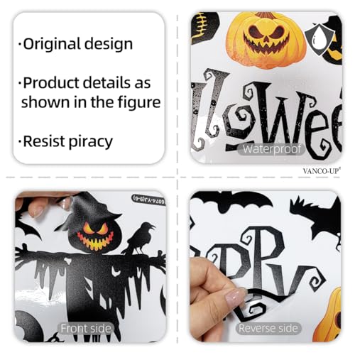 Halloween Window Clings - Happy Halloween Double-Sided Glass Decor - Reusable Vinyl Stickers